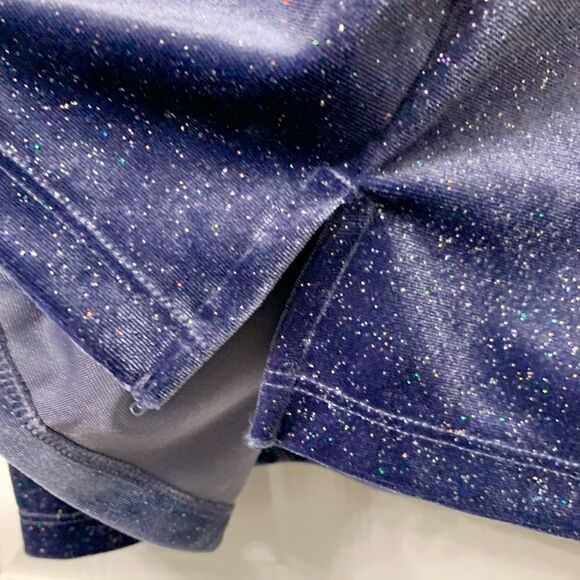 Old Navy Velour Blue Glitter Multicolored Sparkles Dressy Short Sleeve Top Small - Picture 2 of 4